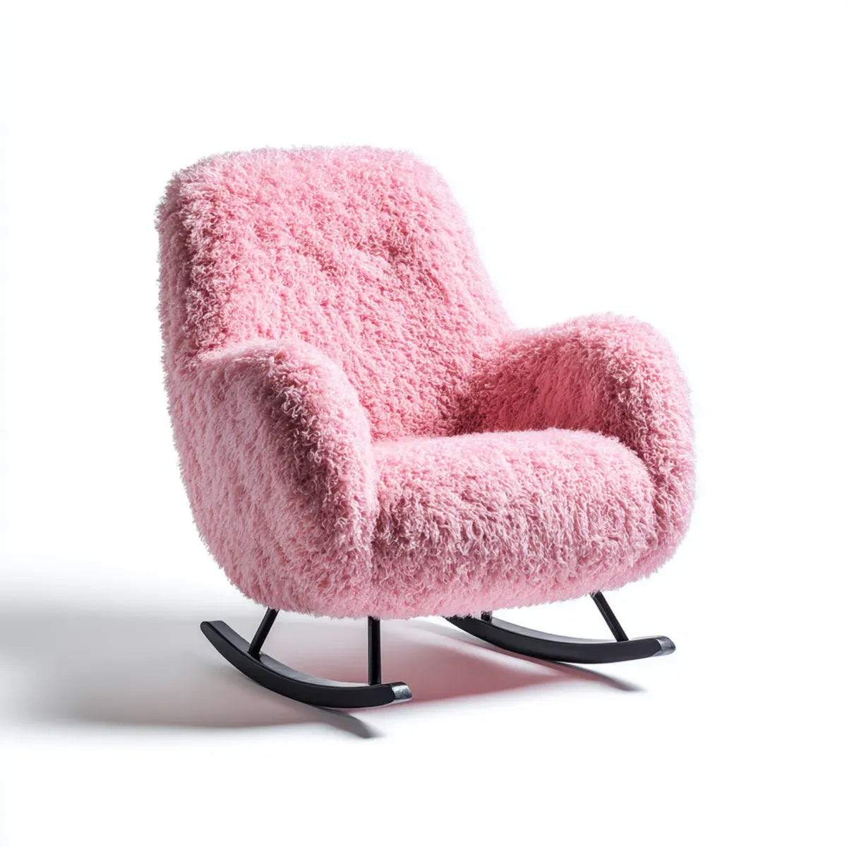 Fauteuil à bascule rose enveloppant en polyester 75 x 90 x 95 cm