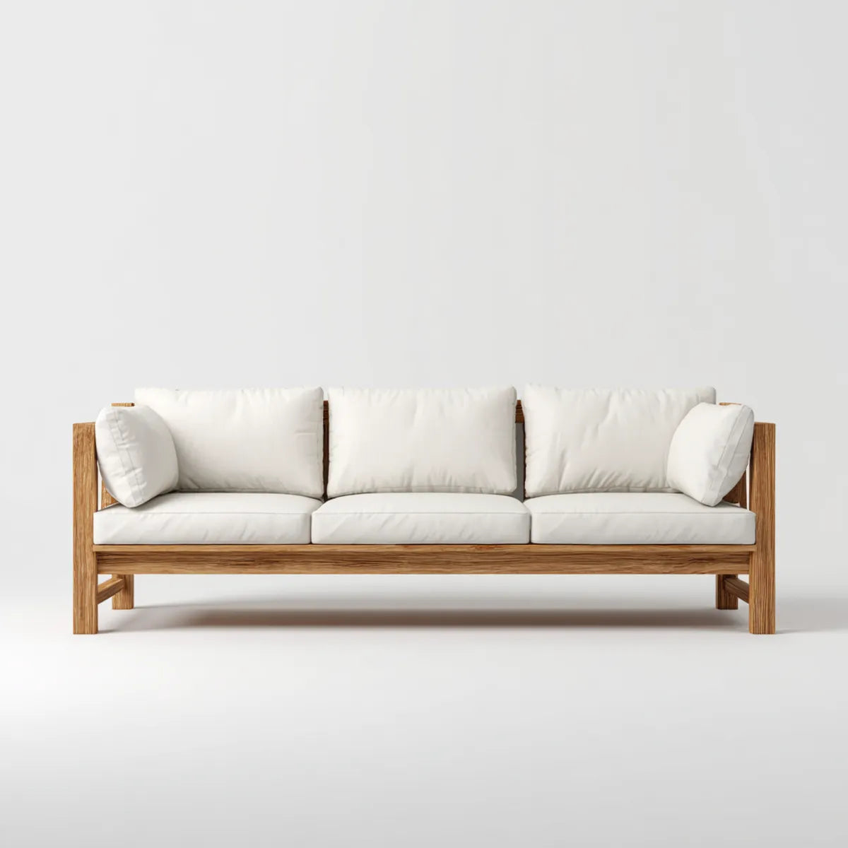 Canapé de jardin 3 places blanc 200 x 80 x 75 cm en acacia massif rectangulaire