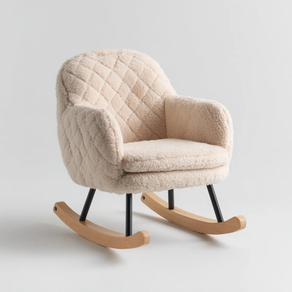 Fauteuil à bascule crème 72 x 68 x 92 cm en polyester avec patins en bois massif