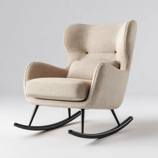 Fauteuil à bascule beige en polyester avec structure en acier 70 x 92 x 100 cm