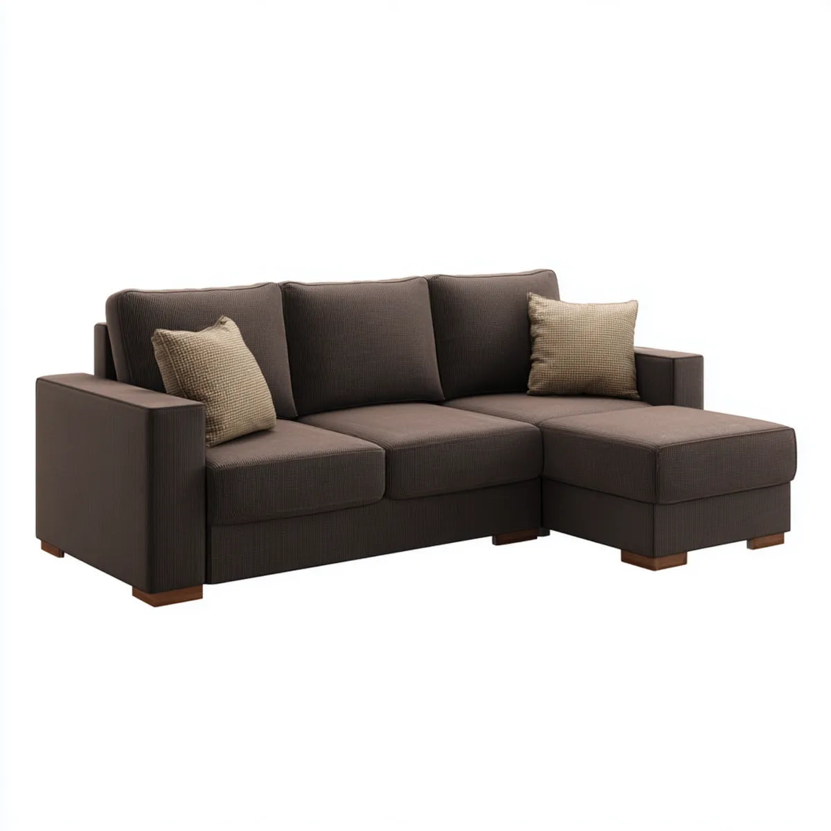 Canapé d'angle 3 places marron en L 240 x 160 cm revêtement polyester