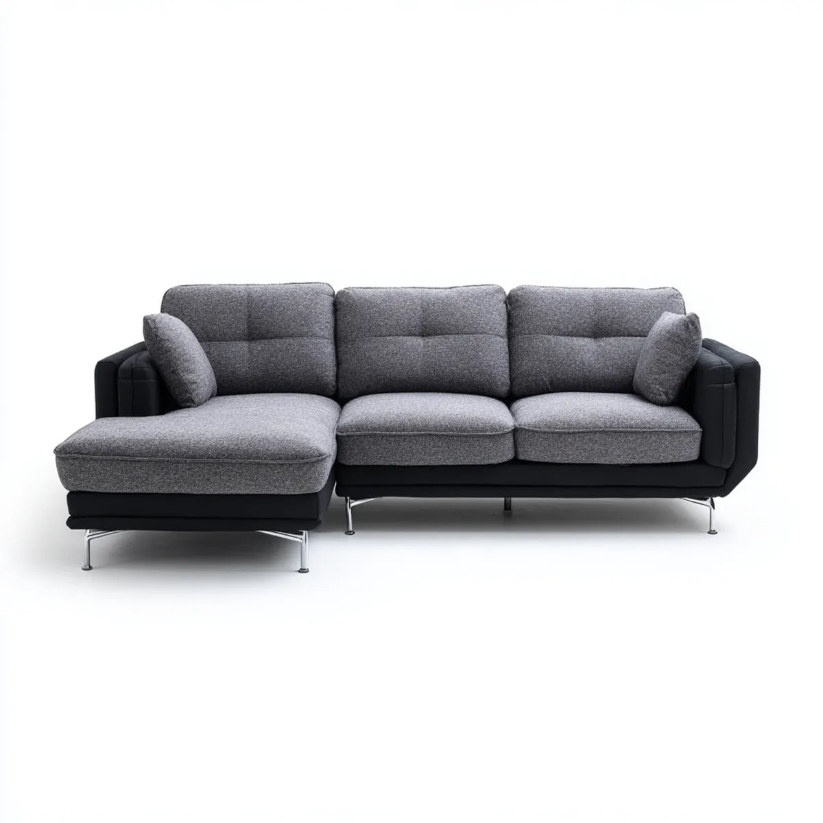 Canapé d'angle réversible 4 places gris anthracite et noir en polyester 290 x 165 x 88 cm