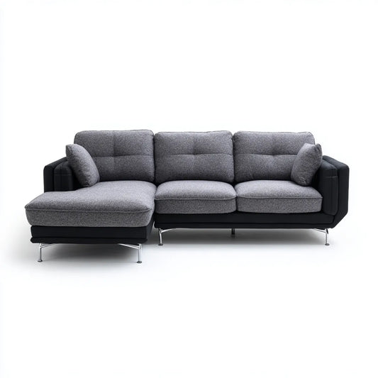 Canapé d'angle réversible 4 places gris anthracite et noir en polyester 290 x 165 x 88 cm