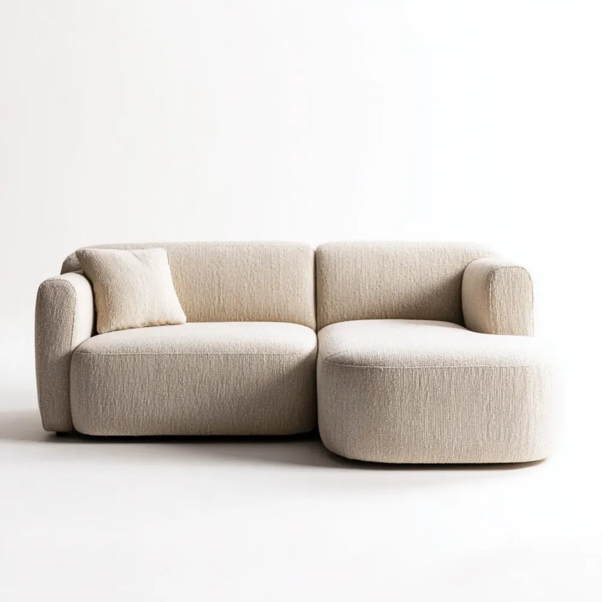 Canapé 2 places beige 220 x 105 x 72 cm en polyester forme arrondie